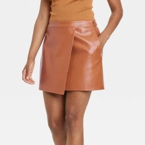 NWT Target A New Day A-Line Faux Leather Wrap Skirt